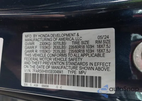 2025 Honda Cr-V Hybrid Sport-L z USA, uszkodzony, nr VIN 7FARS6H8XSE004841